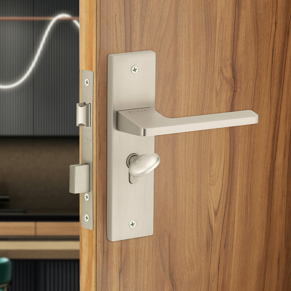 IPSA Cyan Moderna Handle Series on 8" Plate CYS Lockset with 60mm Coin and Knob - Matte Finish MSS